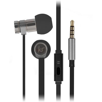 Black nova in-ear headphones with stylish leather pouch